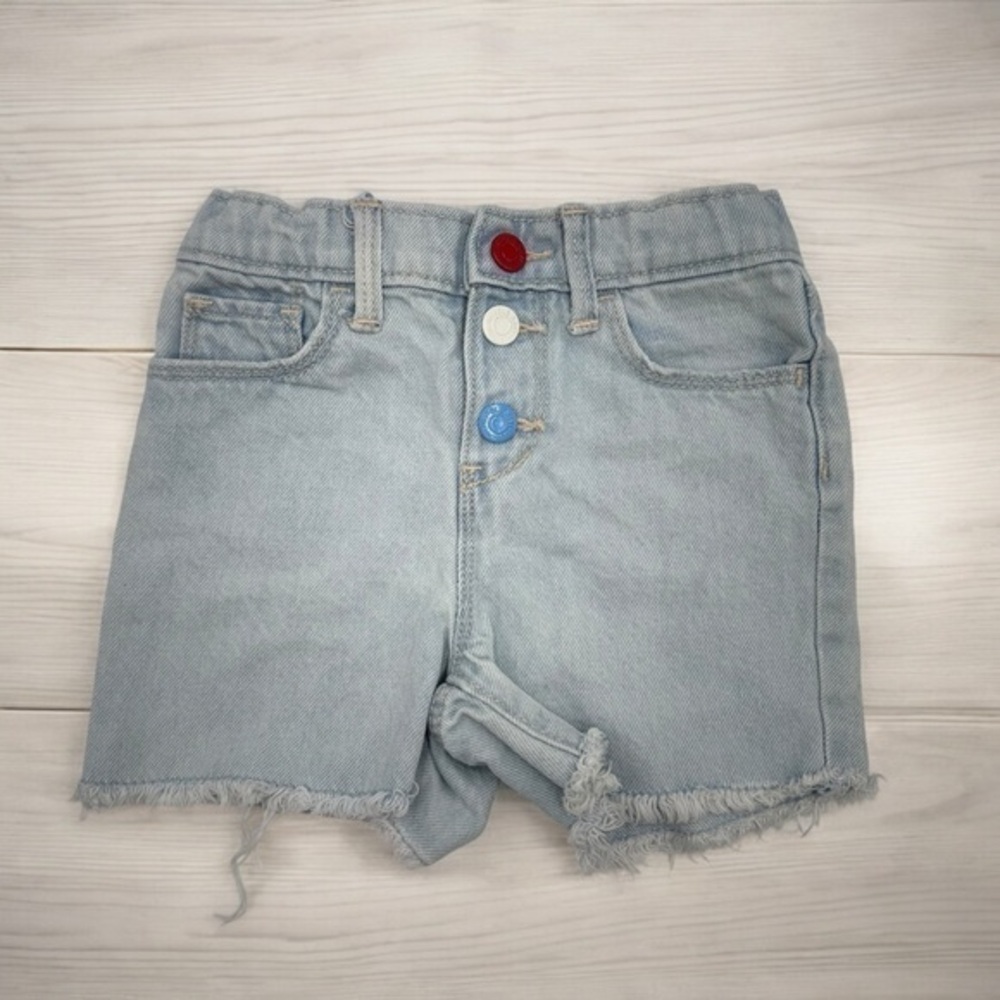 Old Navy Denim Frayed Casual Shorts Button Up Toddler Girls 4T
